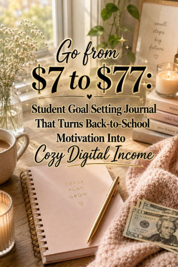 Go from  to : Student Goal Setting Journal That Turns Back-to-School Motivation Into Cozy Digital Income