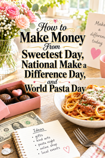 How to Make Money From Sweetest Day, National Make a Difference Day, and World Pasta Day