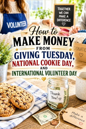 How to Make Money From Giving Tuesday, National Cookie Day, and International Volunteer Day