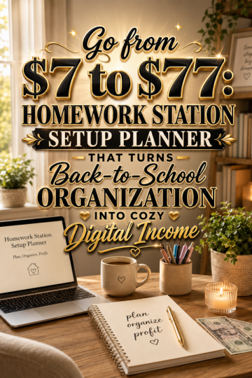 Go from  to : Homework Station Setup Planner That Turns Back-to-School Organization Into Cozy Digital Income