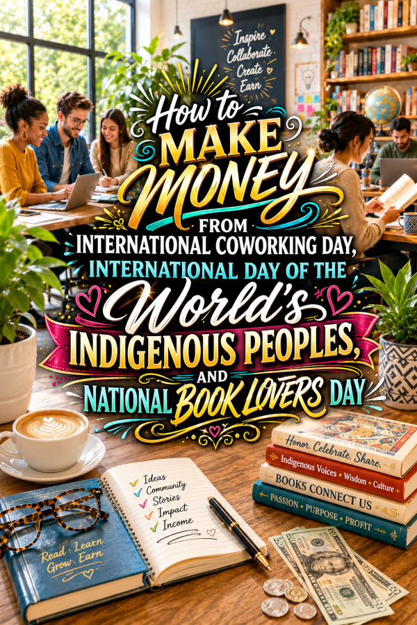 How to Make Money From International Coworking Day, International Day of the World’s Indigenous Peoples, and National Book Lovers Day