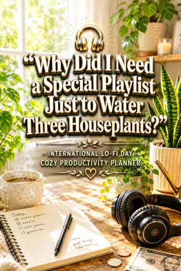 🎧 “Why Did I Need a Special Playlist Just to Water Three Houseplants?” – International Lo-Fi Day Cozy Productivity Planner