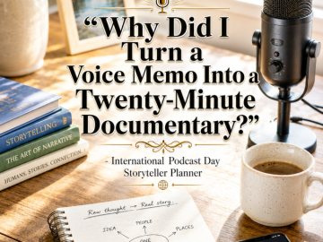 🎤 “Why Did I Turn a Voice Memo Into a Twenty-Minute Documentary?” – International Podcast Day Storyteller Planner 🎤 “Why Did I Turn a Voice Memo Into a Twenty-Minute Documentary?” – International Podcast Day Storyteller Planner