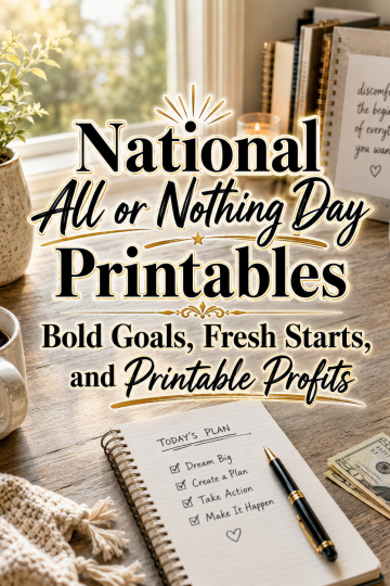 National All or Nothing Day Printables – Bold Goals, Fresh Starts, and Printable Profits