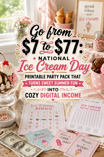 Go from  to : National Ice Cream Day Printable Party Pack That Turns Sweet Summer Fun Into Cozy Digital Income