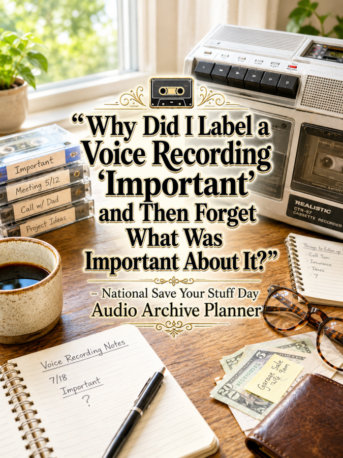 📼 âWhy Did I Label a Voice Recording âImportantâ and Then Forget What Was Important About It?â – National Save Your Stuff Day Audio Archive Planner 📼 âWhy Did I Label a Voice Recording âImportantâ and Then Forget What Was Important About It?â – National Save Your Stuff Day Audio Archive Planner