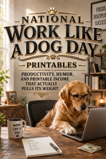 National Work Like a Dog Day Printables – Productivity, Humor, and Printable Income That Actually Pulls Its Weight