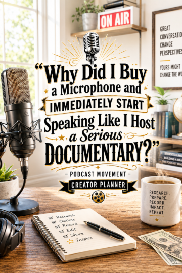 🎙️ “Why Did I Buy a Microphone and Immediately Start Speaking Like I Host a Serious Documentary?” – Podcast Movement Creator Planner