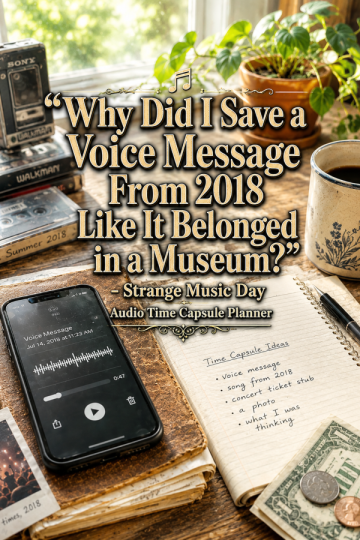🎵 “Why Did I Save a Voice Message From 2018 Like It Belonged in a Museum?” – Strange Music Day Audio Time Capsule Planner