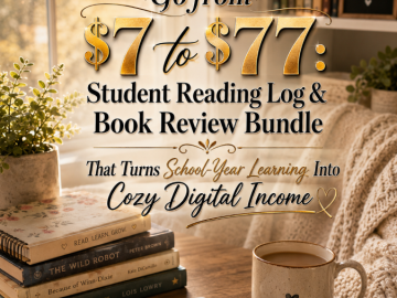 Go from  to : Student Reading Log & Book Review Bundle That Turns School-Year Learning Into Cozy Digital Income