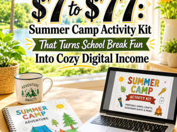 Go from  to : Summer Camp Activity Kit That Turns School Break Fun Into Cozy Digital Income