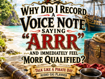 🏴☠️ “Why Did I Record a Voice Note Saying ‘Arrr’ and Immediately Feel More Qualified?” – Talk Like a Pirate Day Audio Gig Planner 🏴☠️ “Why Did I Record a Voice Note Saying ‘Arrr’ and Immediately Feel More Qualified?” – Talk Like a Pirate Day Audio Gig Planner