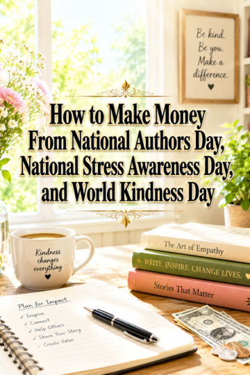 How to Make Money From National Authors Day, National Stress Awareness Day, and World Kindness Day