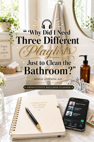 🎧 “Why Did I Need Three Different Playlists Just to Clean the Bathroom?” – World Listening Day Productivity Delusion Planner