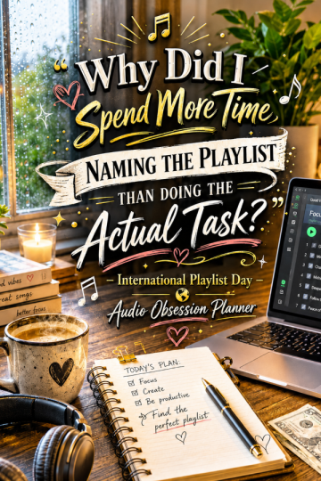 🎵 “Why Did I Spend More Time Naming the Playlist Than Doing the Actual Task?” – International Playlist Day Audio Obsession Planner