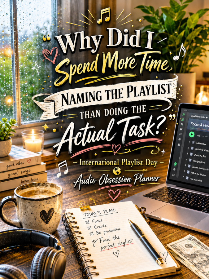 🎵 âWhy Did I Spend More Time Naming the Playlist Than Doing the Actual Task?â – International Playlist Day Audio Obsession Planner 🎵 âWhy Did I Spend More Time Naming the Playlist Than Doing the Actual Task?â – International Playlist Day Audio Obsession Planner