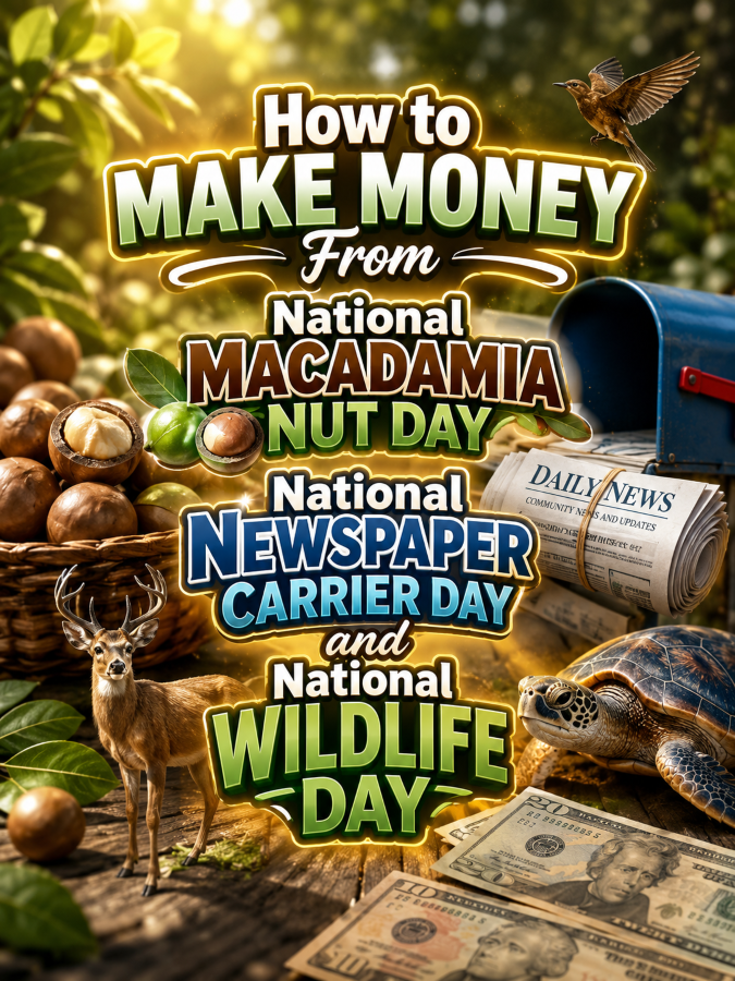 How to Make Money From National Macadamia Nut Day, National Newspaper Carrier Day, and National Wildlife Day