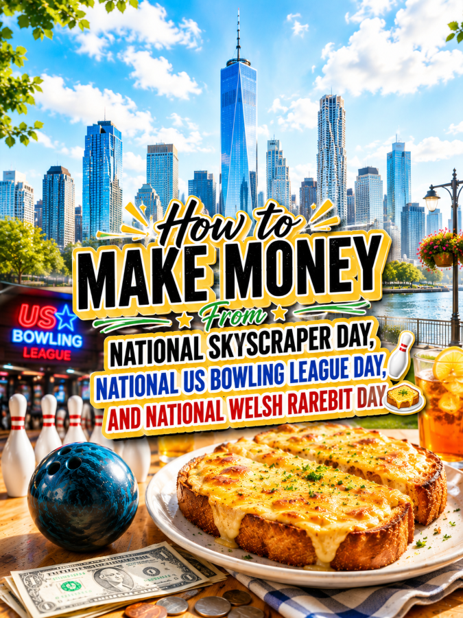 How to Make Money From National Skyscraper Day, National US Bowling League Day, and National Welsh Rarebit Day