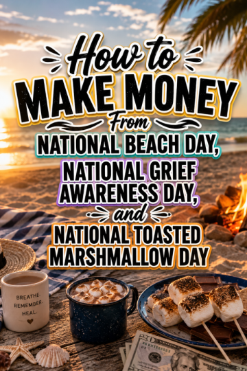 How to Make Money From National Beach Day, National Grief Awareness Day, and National Toasted Marshmallow Day