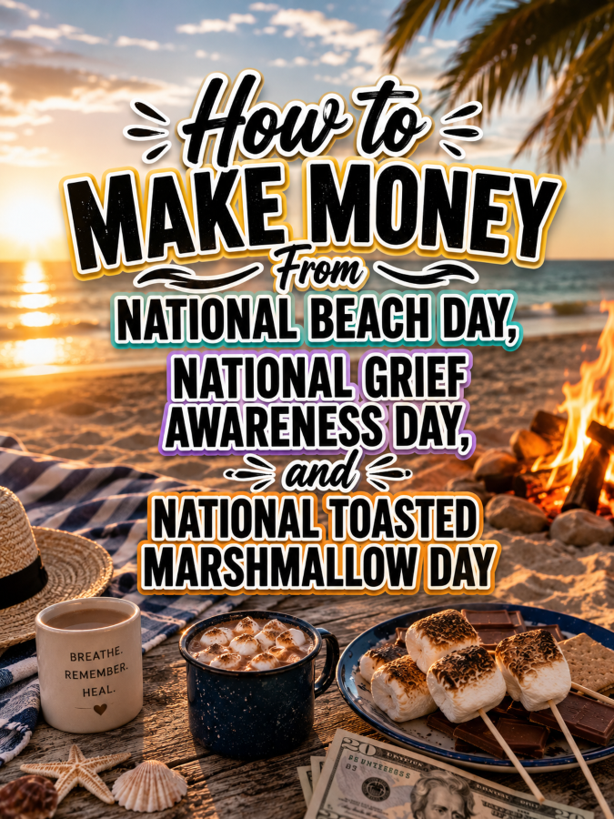How to Make Money From National Beach Day, National Grief Awareness Day, and National Toasted Marshmallow Day