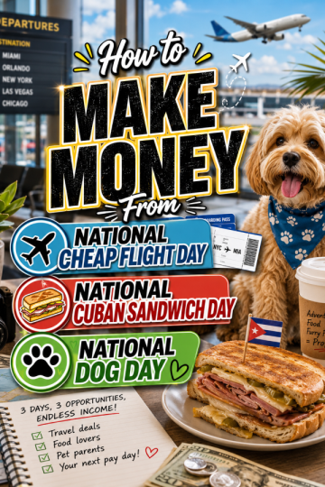 How to Make Money From National Cheap Flight Day, National Cuban Sandwich Day, and National Dog Day