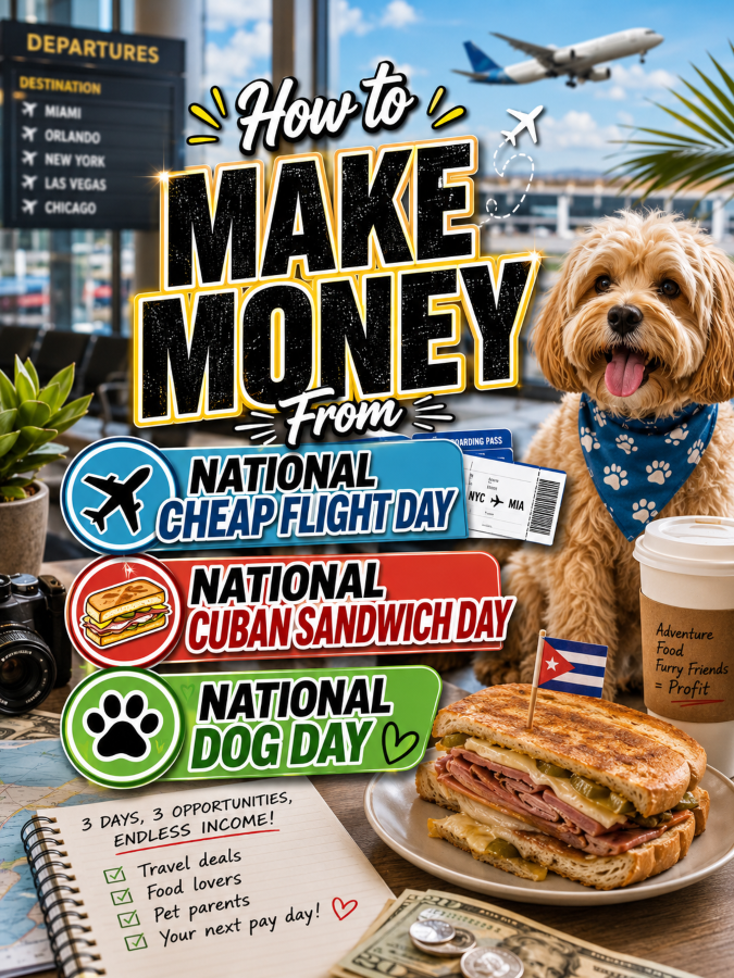 How to Make Money From National Cheap Flight Day, National Cuban Sandwich Day, and National Dog Day How to Make Money From National Cheap Flight Day, National Cuban Sandwich Day, and National Dog Day
