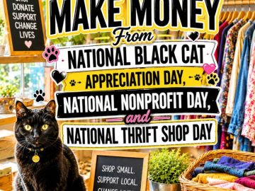 How to Make Money From National Black Cat Appreciation Day, National Nonprofit Day, and National Thrift Shop Day How to Make Money From National Black Cat Appreciation Day, National Nonprofit Day, and National Thrift Shop Day