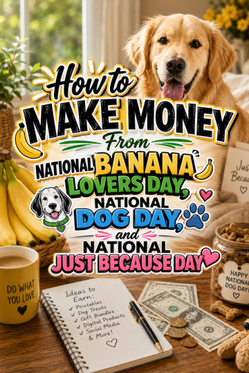 How to Make Money From National Banana Lovers Day, National Dog Day, and National Just Because Day