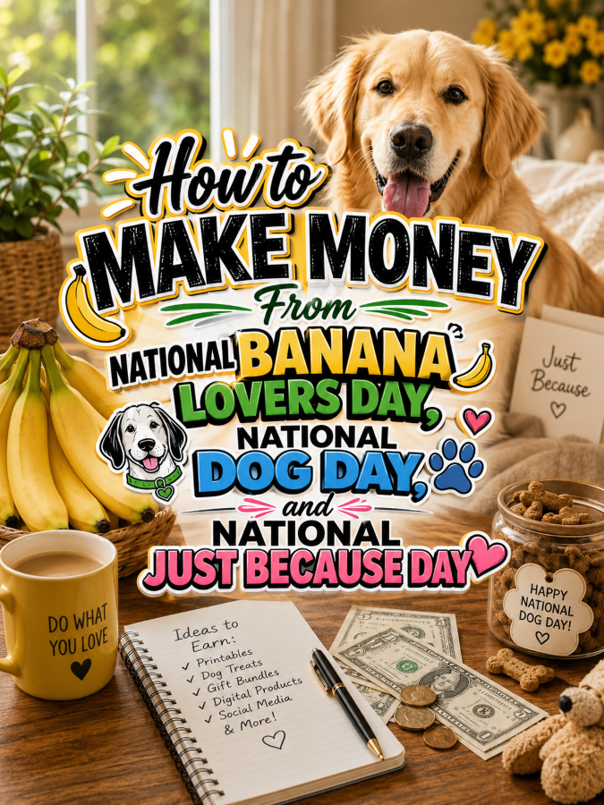 How to Make Money From National Banana Lovers Day, National Dog Day, and National Just Because Day