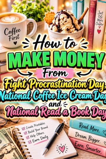 How to Make Money From Fight Procrastination Day, National Coffee Ice Cream Day, and National Read a Book Day