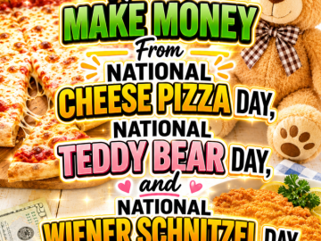 How to Make Money From National Cheese Pizza Day, National Teddy Bear Day, and National Wiener Schnitzel Day