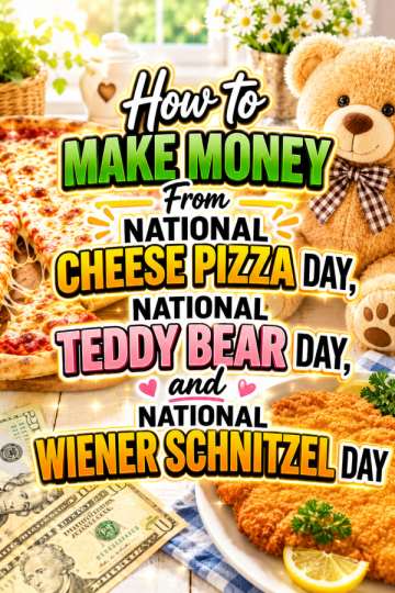 How to Make Money From National Cheese Pizza Day, National Teddy Bear Day, and National Wiener Schnitzel Day
