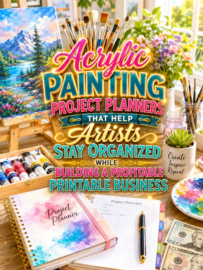 Acrylic Painting Project Planners That Help Artists Stay Organized While Building a Profitable Printable Business