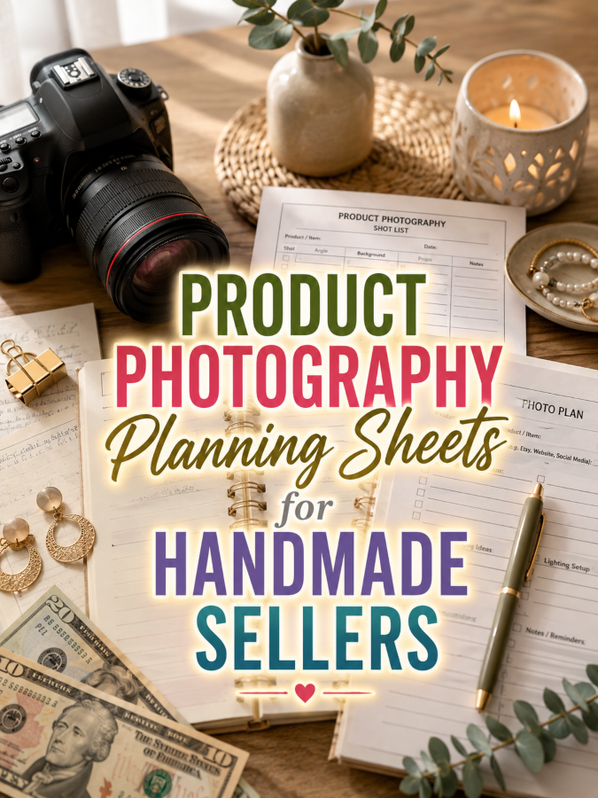 Product Photography Planning Sheets for Handmade Sellers Product Photography Planning Sheets for Handmade Sellers
