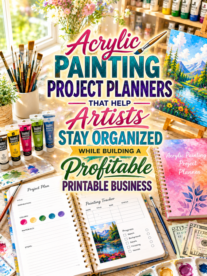 Acrylic Painting Project Planners That Help Artists Stay Organized While Building a Profitable Printable Business