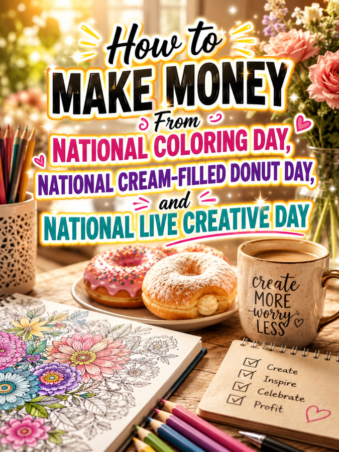 How to Make Money From National Coloring Day, National Cream-Filled Donut Day, and National Live Creative Day How to Make Money From National Coloring Day, National Cream-Filled Donut Day, and National Live Creative Day