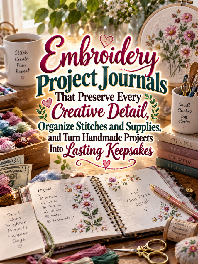 Embroidery Project Journals That Preserve Every Creative Detail, Organize Stitches and Supplies, and Turn Handmade Projects Into Lasting Keepsakes
