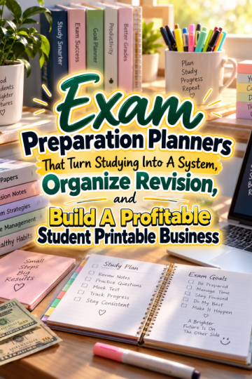 Exam Preparation Planners That Turn Studying Into A System, Organize Revision, and Build A Profitable Student Printable Business