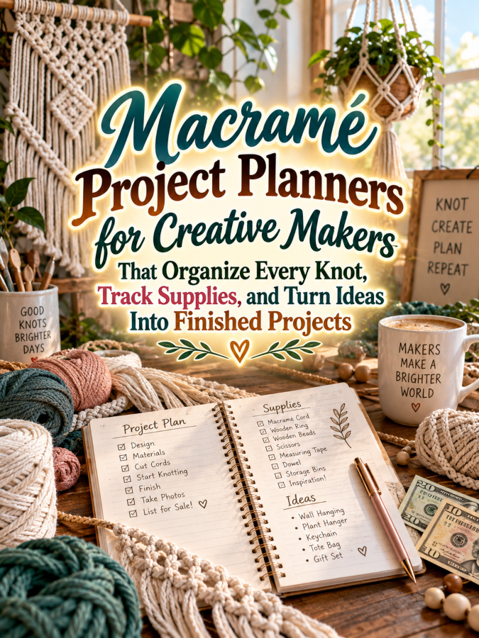 Macramé Project Planners for Creative Makers That Organize Every Knot, Track Supplies, and Turn Ideas Into Finished Projects Macramé Project Planners for Creative Makers That Organize Every Knot, Track Supplies, and Turn Ideas Into Finished Projects
