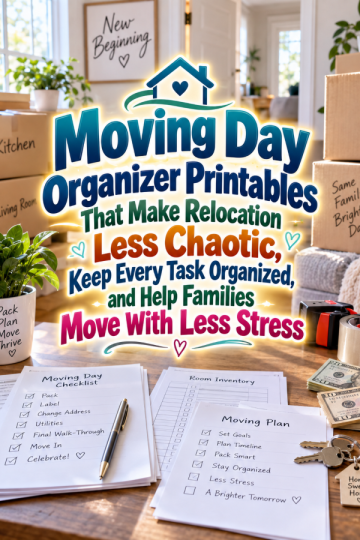 Moving Day Organizer Printables That Make Relocation Less Chaotic, Keep Every Task Organized, and Help Families Move With Less Stress