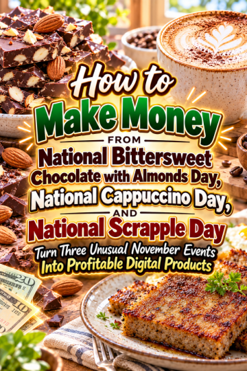 How to Make Money From National Bittersweet Chocolate with Almonds Day, National Cappuccino Day, and National Scrapple Day – Turn Three Unusual November Events Into Profitable Digital Products
