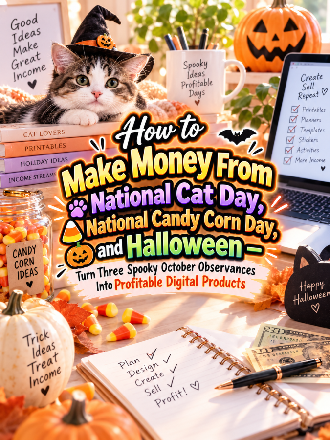 How to Make Money From National Cat Day, National Candy Corn Day, and Halloween — Turn Three Spooky October Observances Into Profitable Digital Products How to Make Money From National Cat Day, National Candy Corn Day, and Halloween — Turn Three Spooky October Observances Into Profitable Digital Products