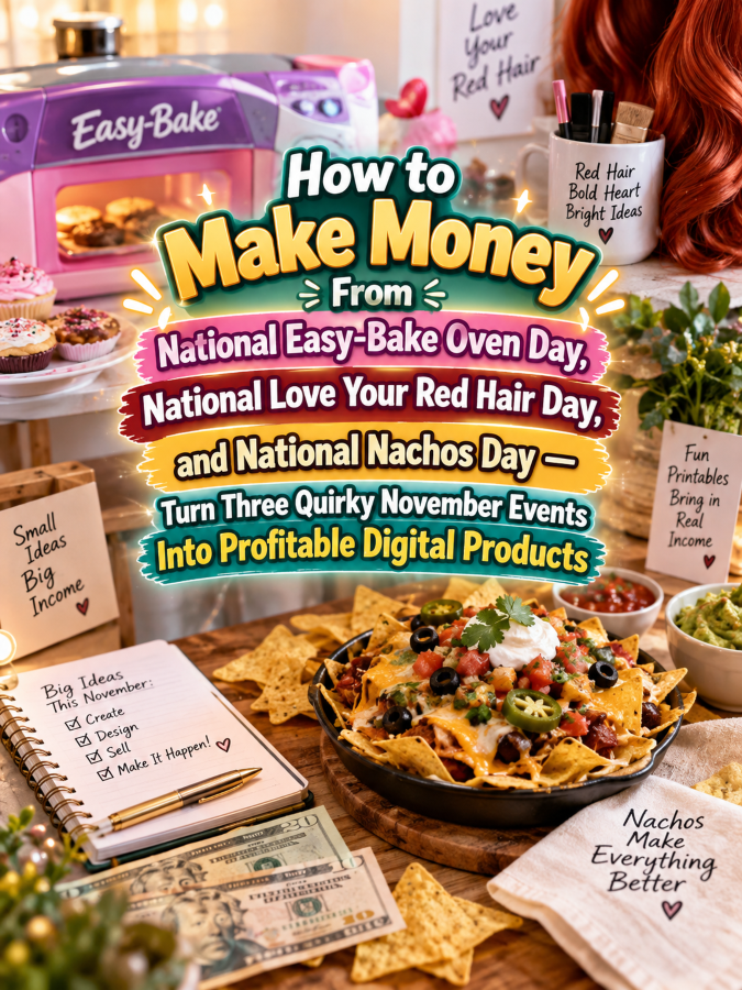How to Make Money From National Easy-Bake Oven Day, National Love Your Red Hair Day, and National Nachos Day — Turn Three Quirky November Events Into Profitable Digital Products