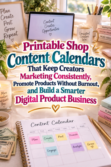 Printable Shop Content Calendars That Keep Creators Marketing Consistently, Promote Products Without Burnout, and Build a Smarter Digital Product Business