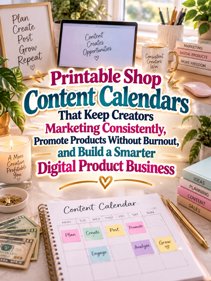 Printable Shop Content Calendars That Keep Creators Marketing Consistently, Promote Products Without Burnout, and Build a Smarter Digital Product Business