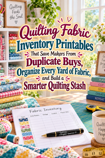 Quilting Fabric Inventory Printables That Save Makers From Duplicate Buys, Organize Every Yard of Fabric, and Build a Smarter Quilting Stash