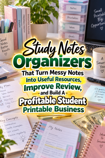 Study Notes Organizers That Turn Messy Notes Into Useful Resources, Improve Review, and Build A Profitable Student Printable Business