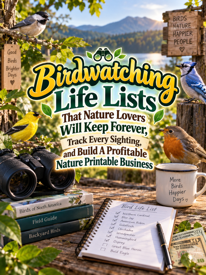 Birdwatching Life Lists That Nature Lovers Will Keep Forever, Track Every Sighting, and Build A Profitable Nature Printable Business Birdwatching Life Lists That Nature Lovers Will Keep Forever, Track Every Sighting, and Build A Profitable Nature Printable Business