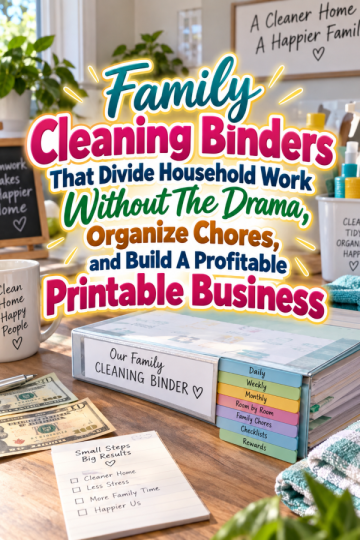 Family Cleaning Binders That Divide Household Work Without The Drama, Organize Chores, and Build A Profitable Printable Business