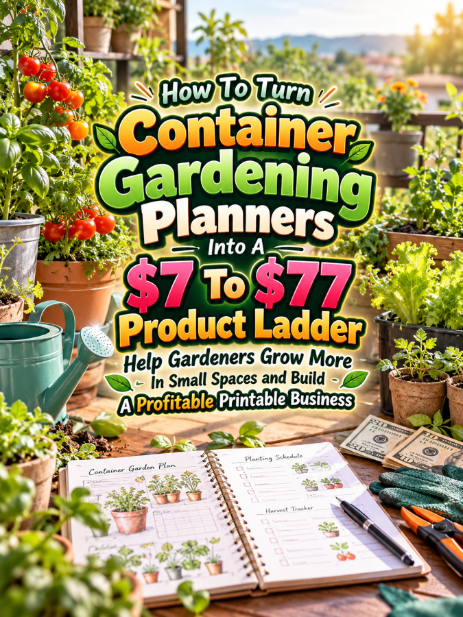 How To Turn Container Gardening Planners Into A  To  Product Ladder – Help Gardeners Grow More In Small Spaces and Build A Profitable Printable Business